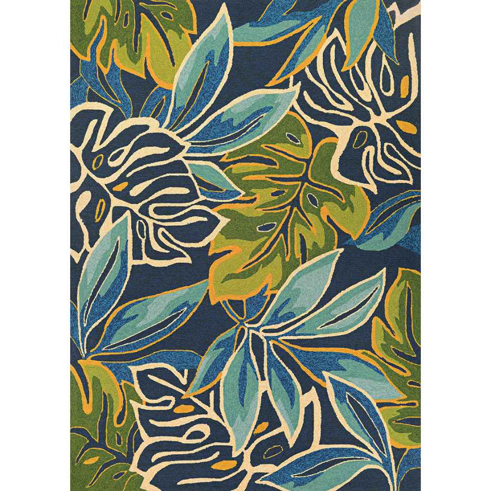 A full rectangular view of the Couristan Covington Indoor/Outdoor Rug - Areca Palms/Brown-Forest Green