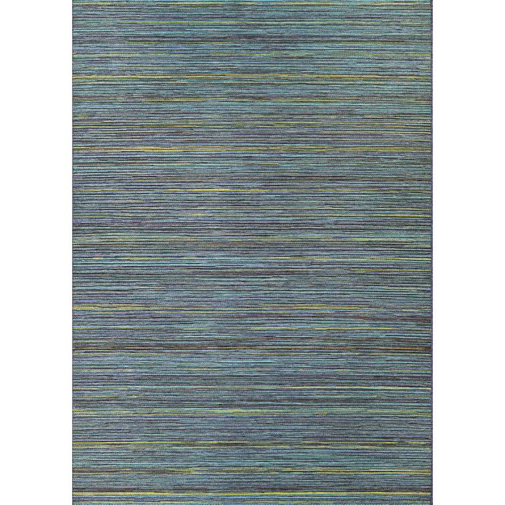 A full top-down view of the Couristan Cape Indoor/Outdoor Rug - Hinsdale/Teal-Cobalt shows its balanced, linear design with evenly spaced stripes