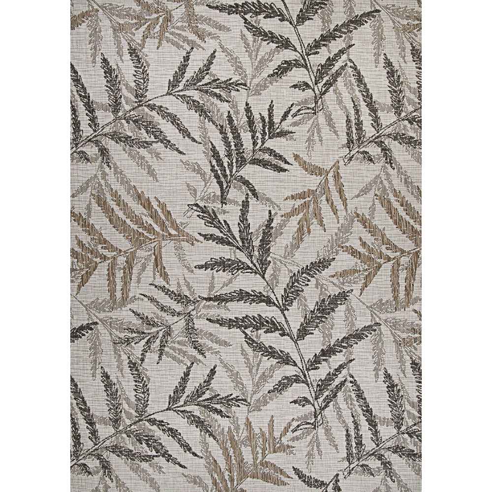 A full view of the Couristan Charm Indoor/Outdoor Rug - Kimberly/Naturals highlights the intricate, all-over leaf motif on a light neutral backdrop