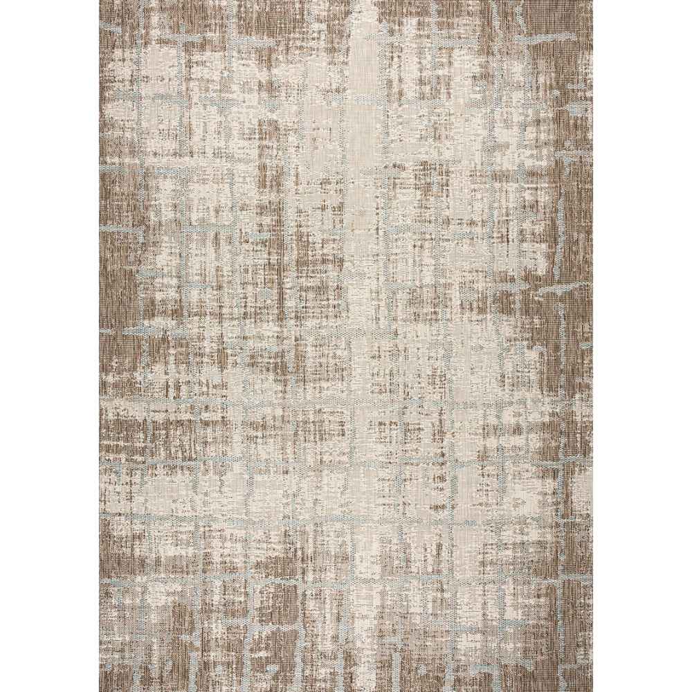 A full view of the Couristan Charm Indoor/Outdoor Rug - Tiverton/Sand-Ivory displays its soft, muted grid-like pattern in earthy and ivory hues