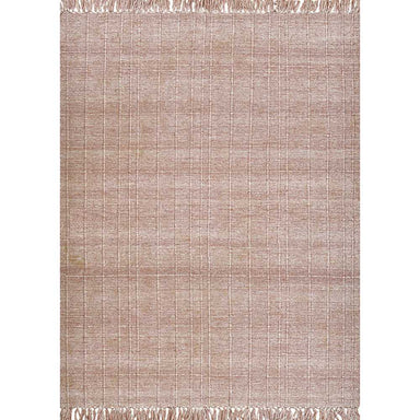 A full view shows the Couristan Ascot Indoor/Outdoor Rug - Windowpane/Rose with a soft checkered texture and fringe on both ends