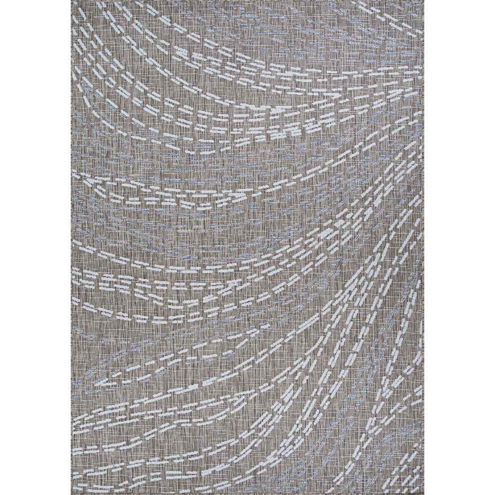 A top-down look at the Couristan Charm Indoor/Outdoor Rug - Aurora/Twig displays its abstract pattern of white curved lines on a twig-colored base