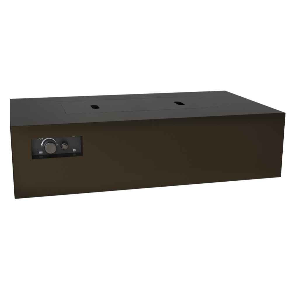 Bronze Warming Trends AON Steel Rectangular Fire Pit Table displays a flat top with cutout handles and modern steel sides