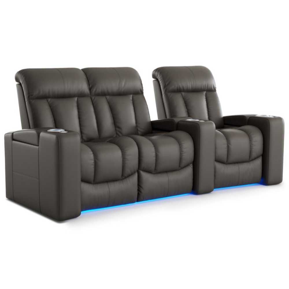 Cloudy Grey Valencia Olivia Home Theater Seating Row of 3 Loveseat Left Width 93 Height 43 Depth 35