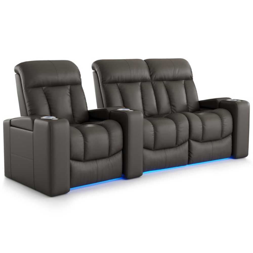 Cloudy Grey Valencia Olivia Home Theater Seating Row of 3 Loveseat Right Width 93 Height 43 Depth 35