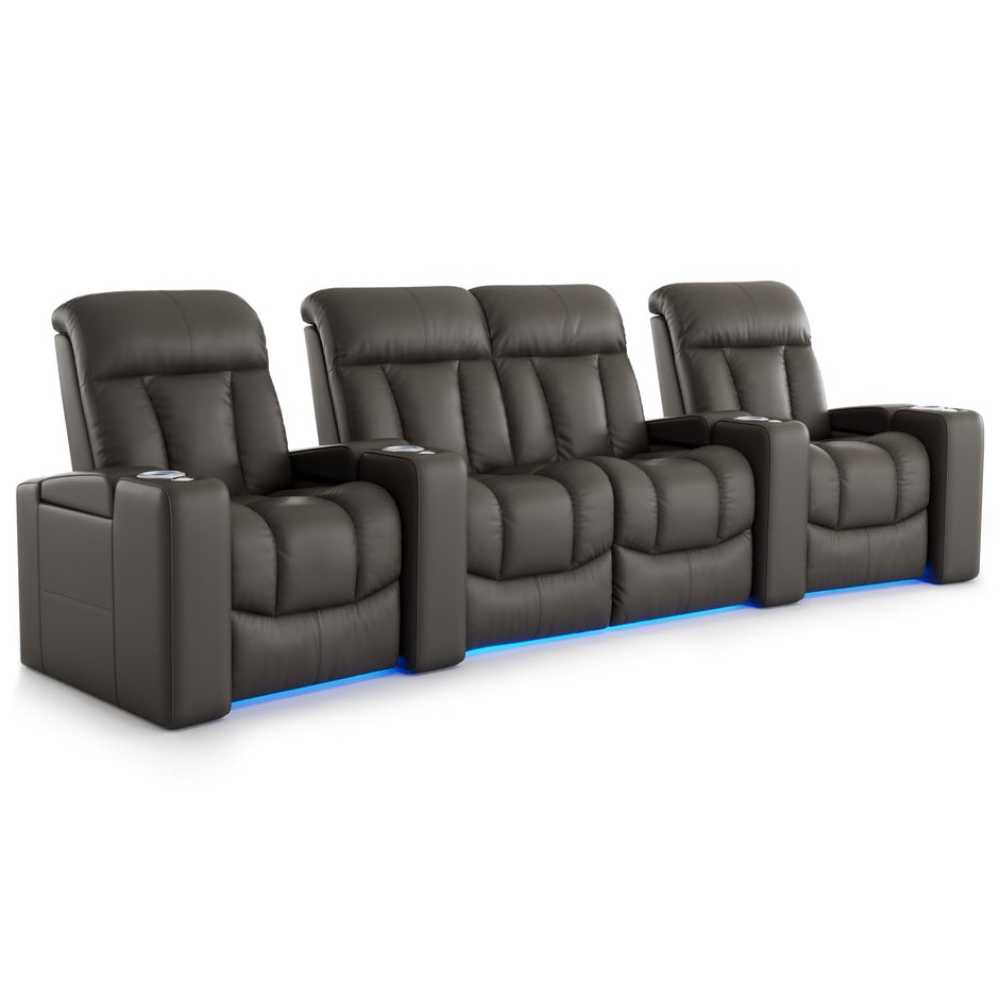 Cloudy Grey Valencia Olivia Home Theater Seating Row of 4 Loveseat Center Width 124 Height 43 Depth 35