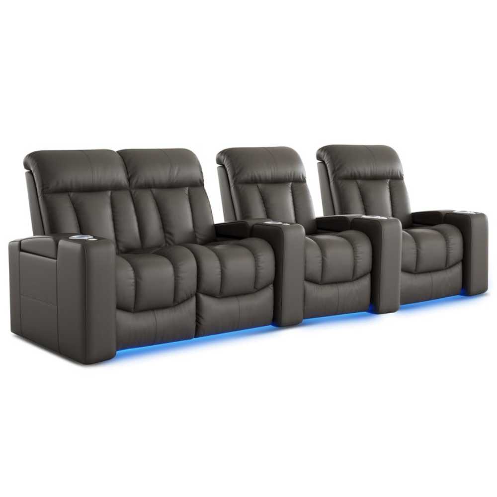 Cloudy Grey Valencia Olivia Home Theater Seating Row of 4 Loveseat Left Width 124 Height 43 Depth 35