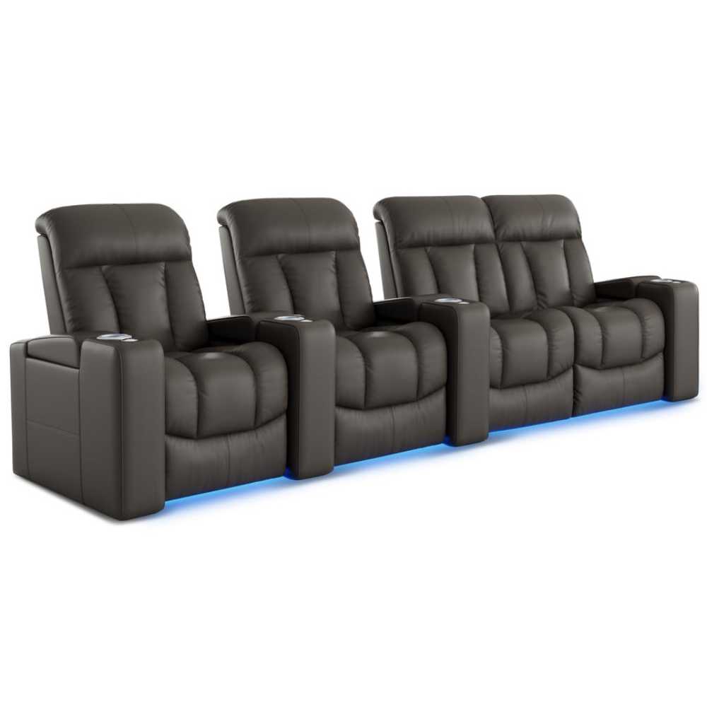 Cloudy Grey Valencia Olivia Home Theater Seating Row of 4 Loveseat Right Width 124 Height 43 Depth 35