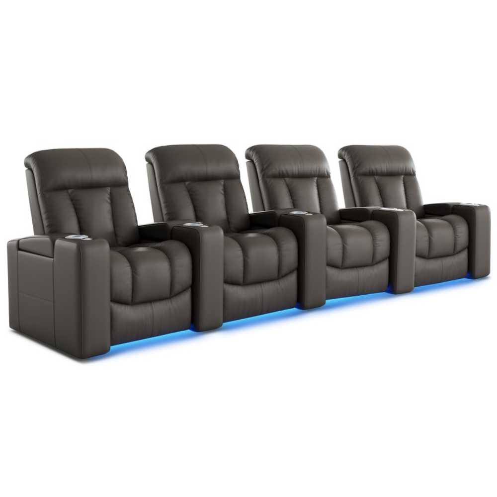 Cloudy Grey Valencia Olivia Home Theater Seating Row of 4 Width 132 Height 43 Depth 35