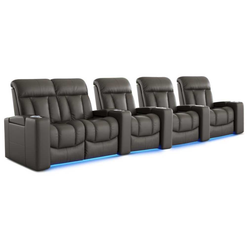 Cloudy Grey Valencia Olivia Home Theater Seating Row of 5 Loveseat Left Width 155 Height 43 Depth 35