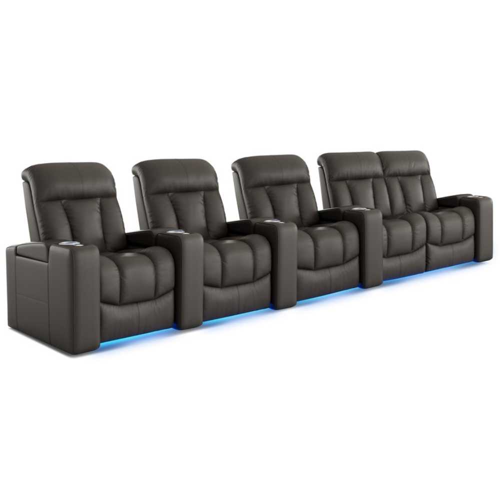 Cloudy Grey Valencia Olivia Home Theater Seating Row of 5 Loveseat Right Width 155 Height 43 Depth 35
