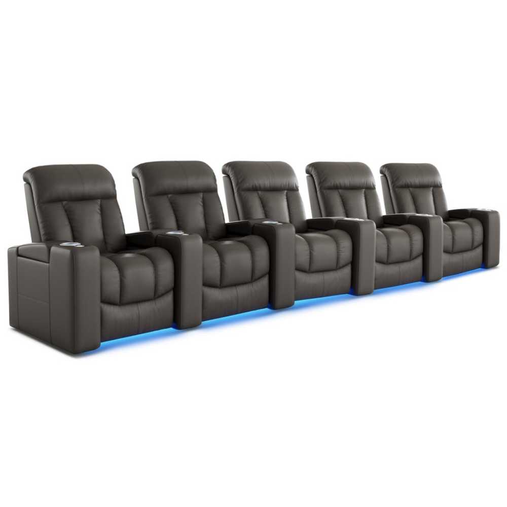 Cloudy Grey Valencia Olivia Home Theater Seating Row of 5 Width 163 Height 43 Depth 35