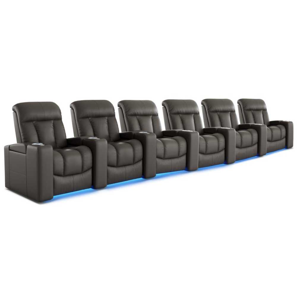 Cloudy Grey Valencia Olivia Home Theater Seating Row of 6 Width 194 Height 43 Depth 35