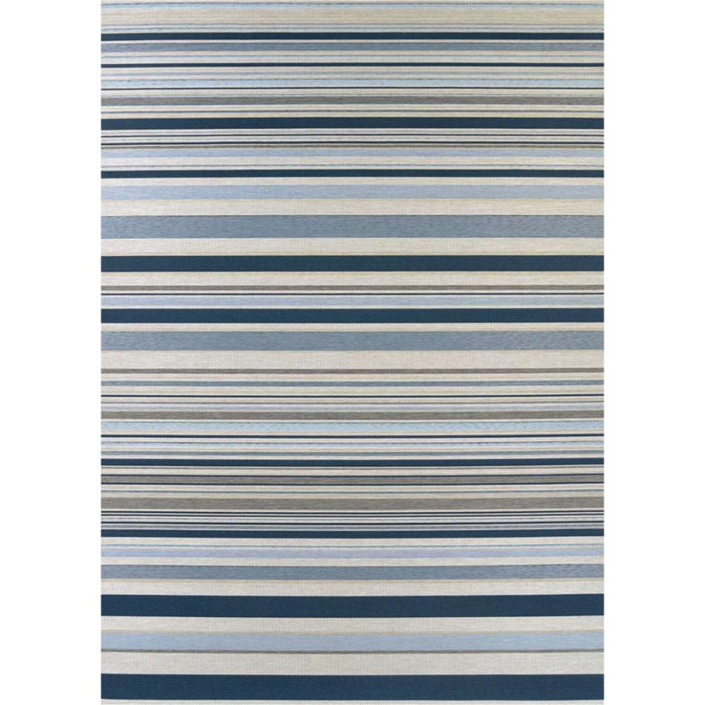 Couristan Dolce Indoor/Outdoor Rug - Striped/Nautical is shown fully extended, revealing its wide-striped, symmetrical nautical design