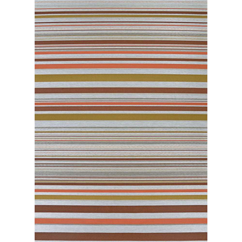 Couristan Dolce Indoor/Outdoor Rug - Striped/Sunset is displayed fully spread out, showcasing its full-length, multicolor stripe design