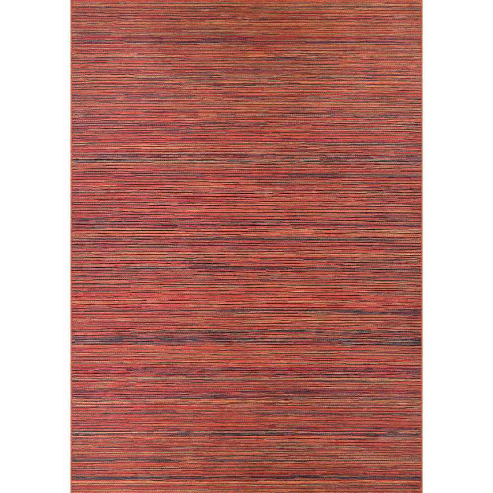 Full view of the Couristan Cape Indoor/Outdoor Rug - Hinsdale/Crimson-Multi showcases its balanced striped design in earthy crimson and multi tones