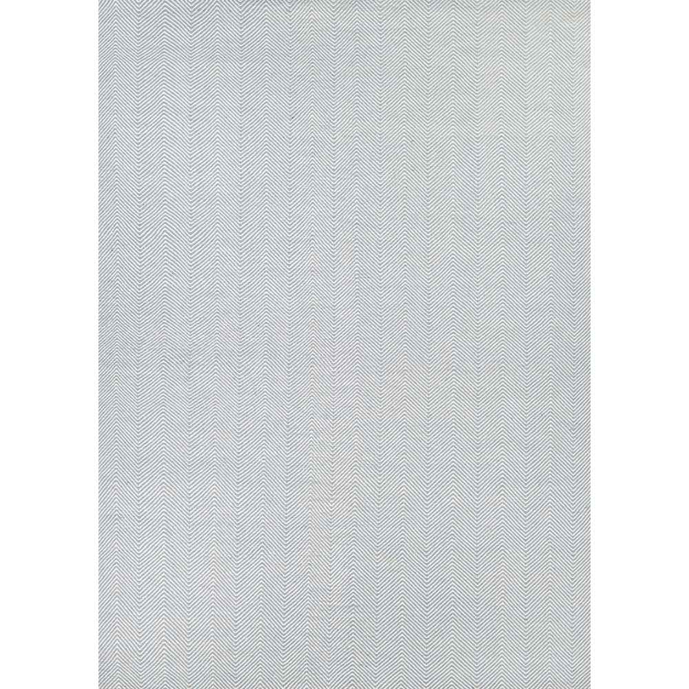 Full view of the Couristan Cottages Indoor/Outdoor Rug - Bungalow/Blue, revealing its clean, modern design with a repeating chevron texture across the entire rug