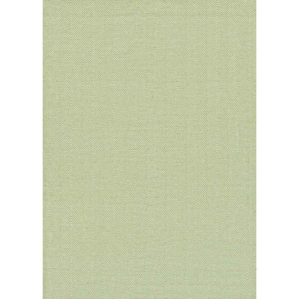 Full view of the Couristan Cottages Indoor/Outdoor Rug - Bungalow/Green, highlighting its overall rectangular shape and repeating herringbone design