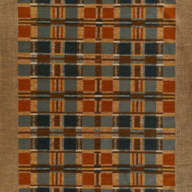Momeni Adobe Indoor Rug - ADO-3 Blue presents a full overhead view emphasizing its balanced plaid design framed by a solid border
