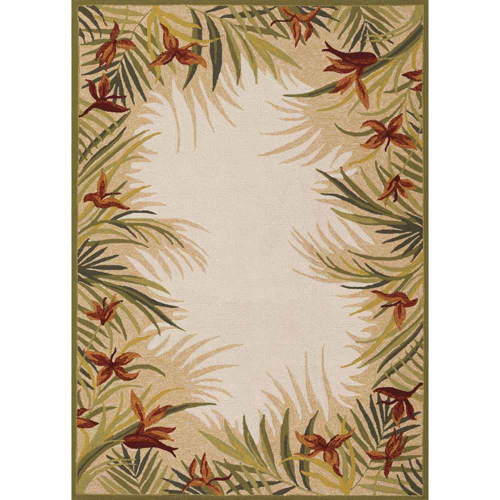 Rectangular-shaped Couristan Covington Indoor/Outdoor Rug - Tropics Garden/Sand-Multi featuring tropical border designs