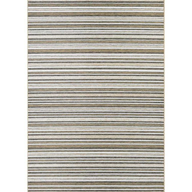 The full rectangular layout of the Couristan Cape Indoor/Outdoor Rug - Brockton/Light Brown-Ivory from above, capturing the consistent horizontal stripe pattern