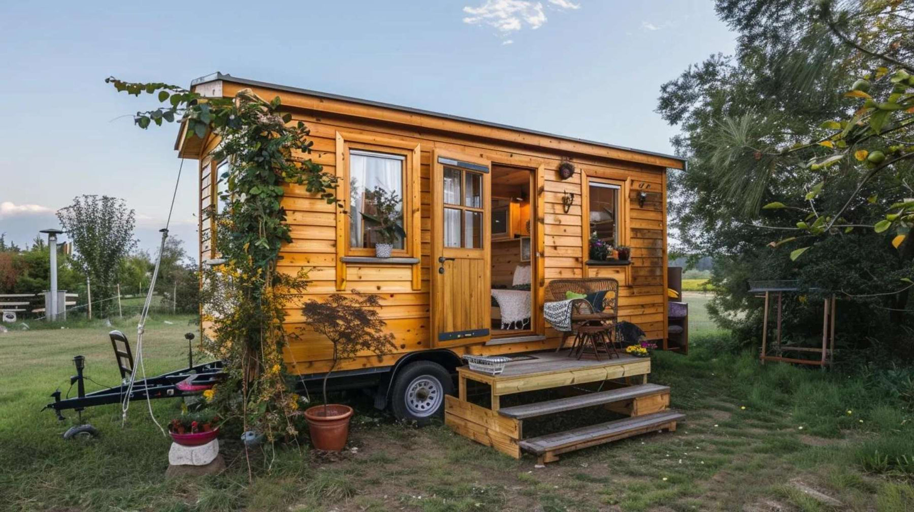 Cozy wooden house on wheels shows How Did the Tiny House Movement Start with small, sustainable living