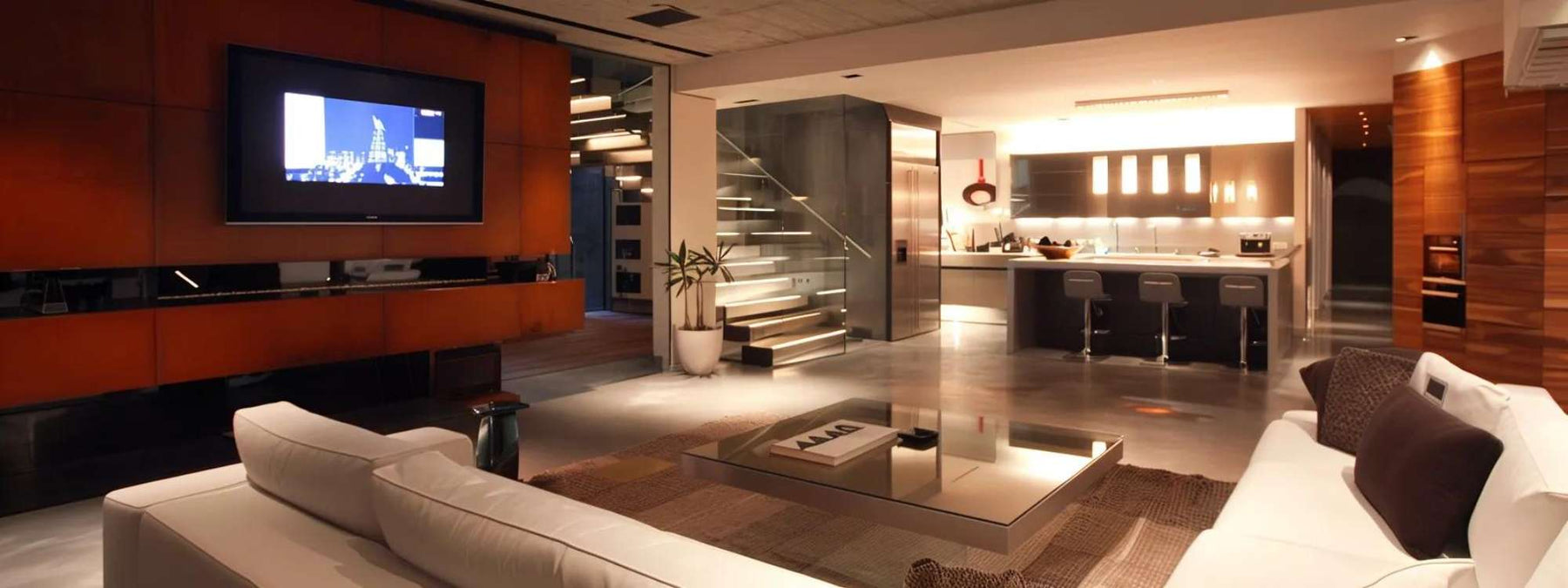 Modern man cave with sleek seating, large TV, and contemporary finishes, inspiring clean and upscale man cave bathroom ideas