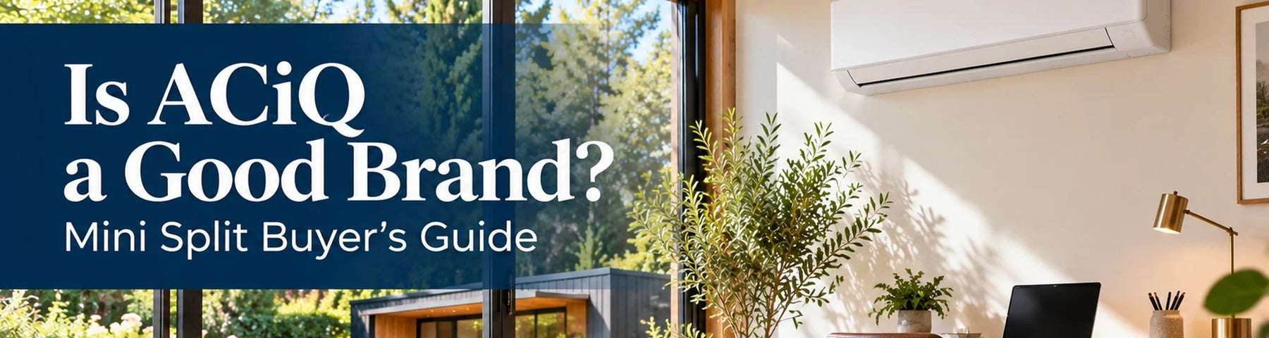 Is ACiQ a Good Brand? Mini Split Buyer's Guide over a modern garden office with a wall-mounted mini split