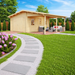 GardenHouse24 USA Garage Bjarne 44 Garden Room featuring a relaxing garden setup with patio seating and flowerbeds