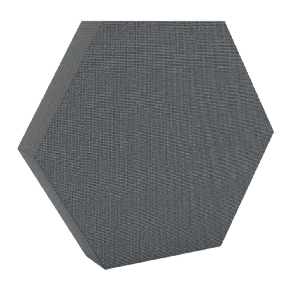 100Hz Hexagon Chaucer GIK Acoustics DecoShape Acoustic Panel in a hexagonal shape with a medium gray fabric finish
