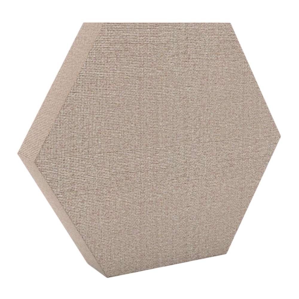 100Hz Hexagon Clan GIK Acoustics DecoShape Acoustic Panel in a hexagonal shape with a light beige fabric finish