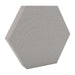 100Hz Hexagon Glass GIK Acoustics DecoShape Acoustic Panel in a hexagonal shape with a light gray fabric finish