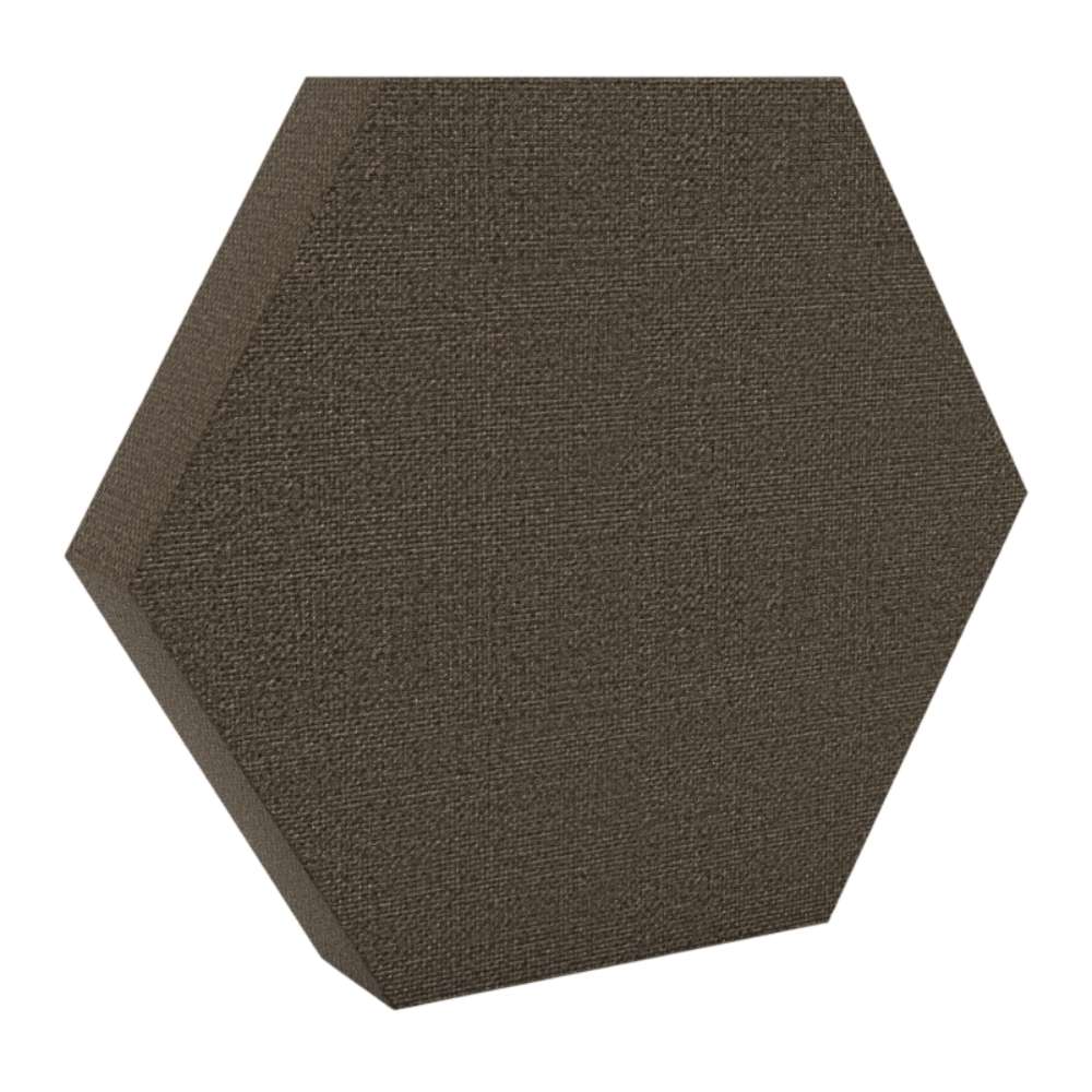 100Hz Hexagon Lerwick GIK Acoustics DecoShape Acoustic Panel in a hexagonal shape with a charcoal gray fabric finish