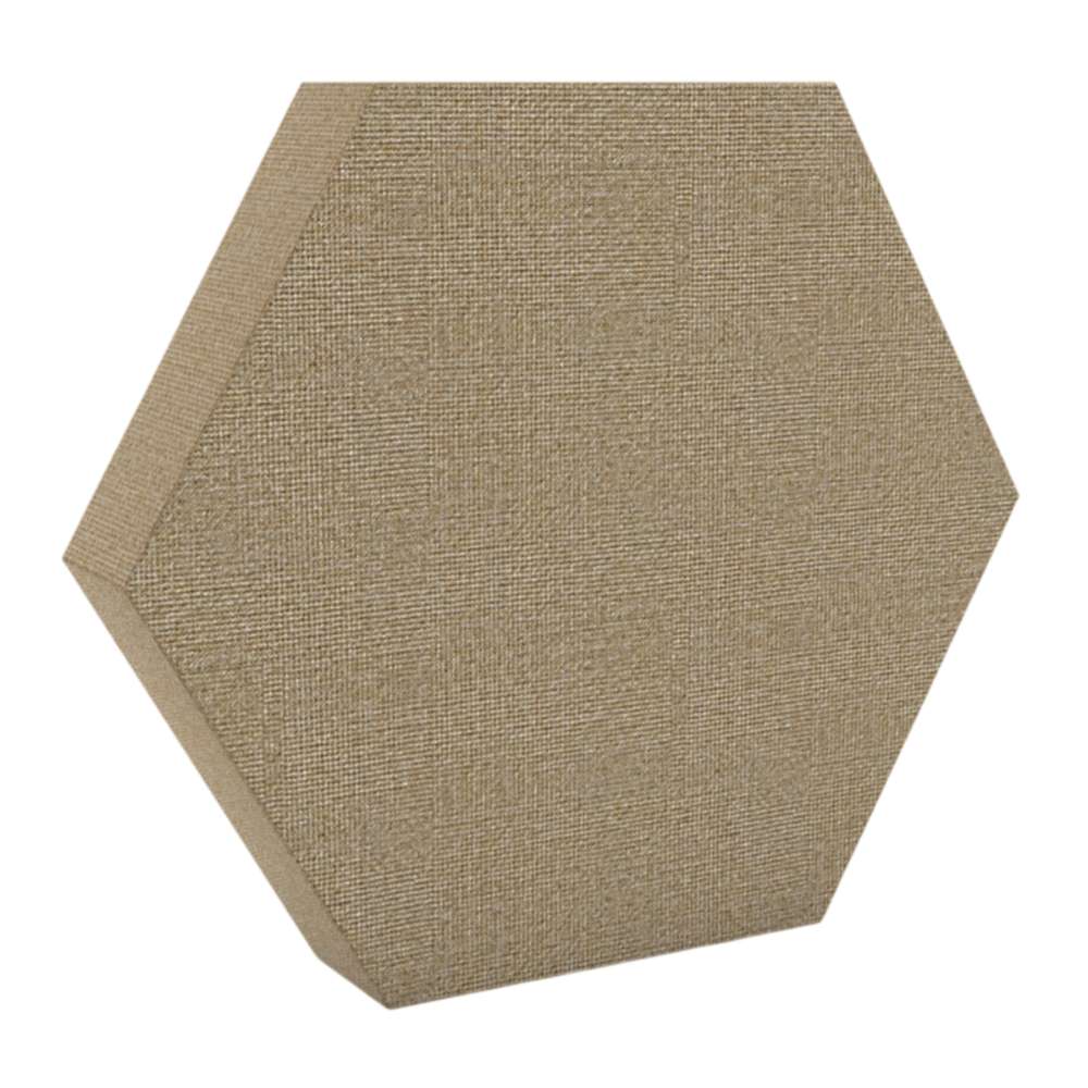 100Hz Hexagon Lomond GIK Acoustics DecoShape Acoustic Panel in a hexagonal shape with a dark brown fabric finish
