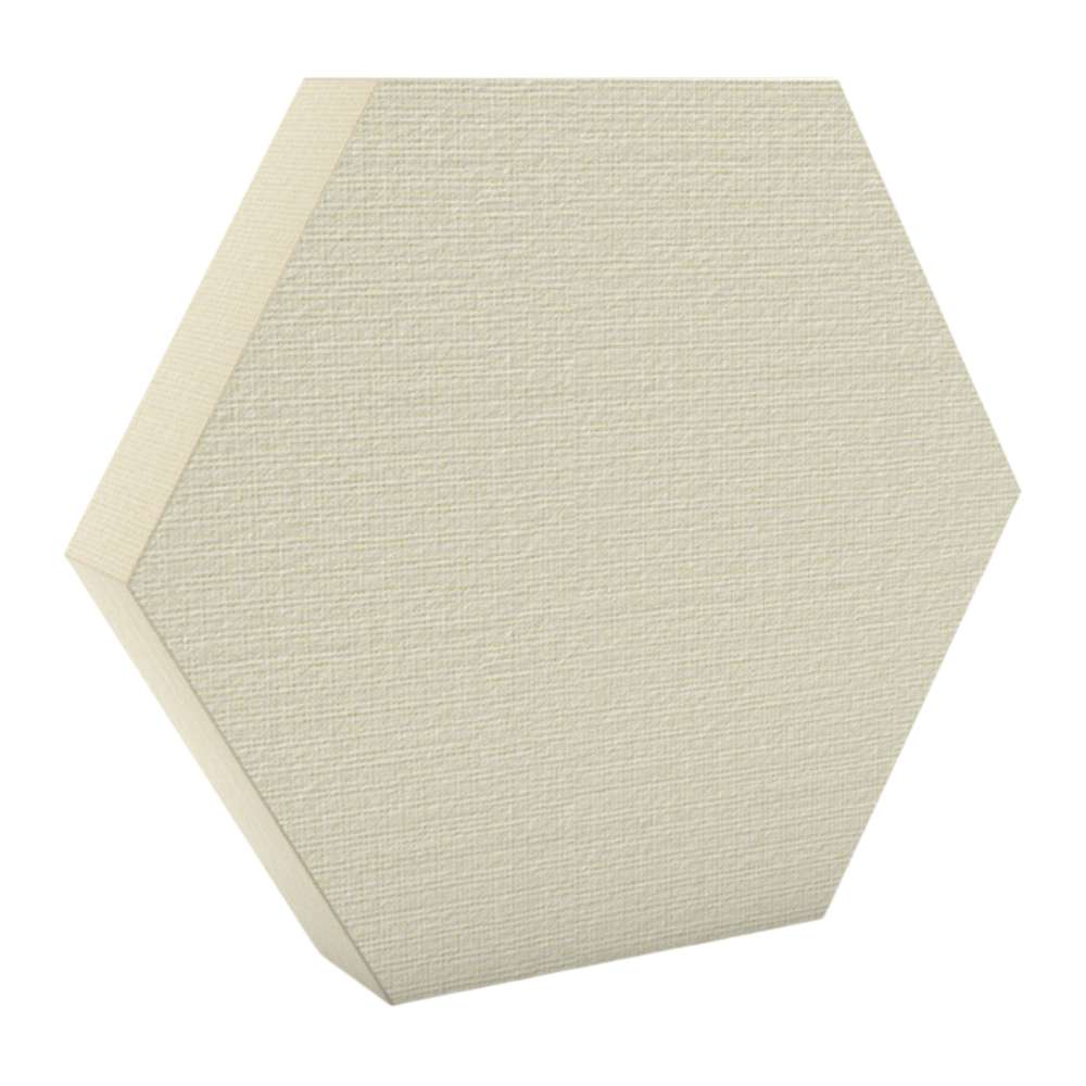 100Hz Hexagon Off-White GIK Acoustics DecoShape Acoustic Panel in a hexagonal shape with a soft off-white fabric finish