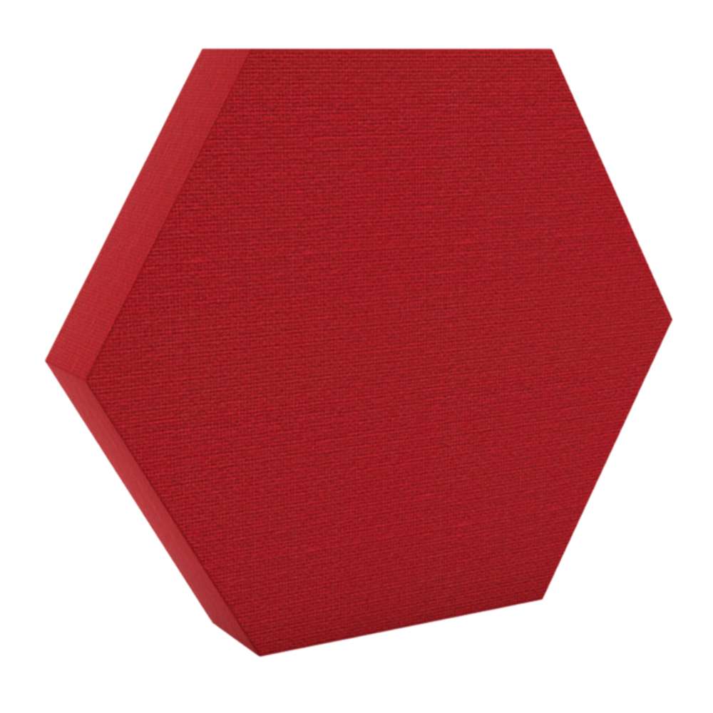 100Hz Hexagon Pitlochry GIK Acoustics DecoShape Acoustic Panel in a hexagonal shape with a bright red fabric finish