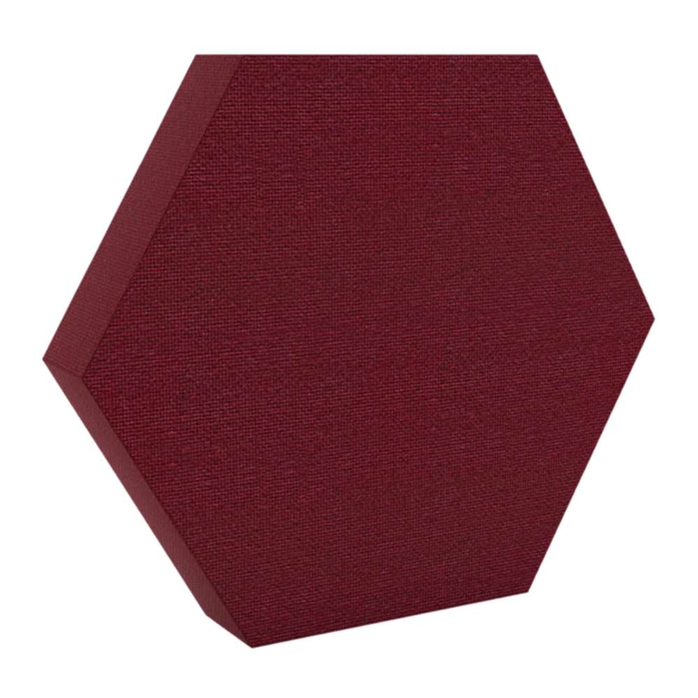 100Hz Hexagon Tummel GIK Acoustics DecoShape Acoustic Panel in a hexagonal shape with a rich burgundy fabric finish