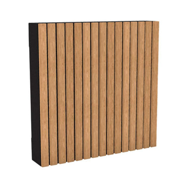 100Hz Square Black GIK Acoustics SlatFusor™ Bass Trap Panel with evenly spaced wood slats and a black acoustic core in a square design