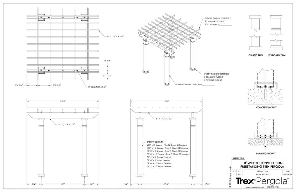 10 x 10 Structureworks Trex Pergola