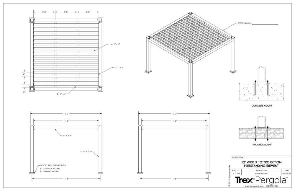 12 x 12 Structureworks Element Trex Pergola