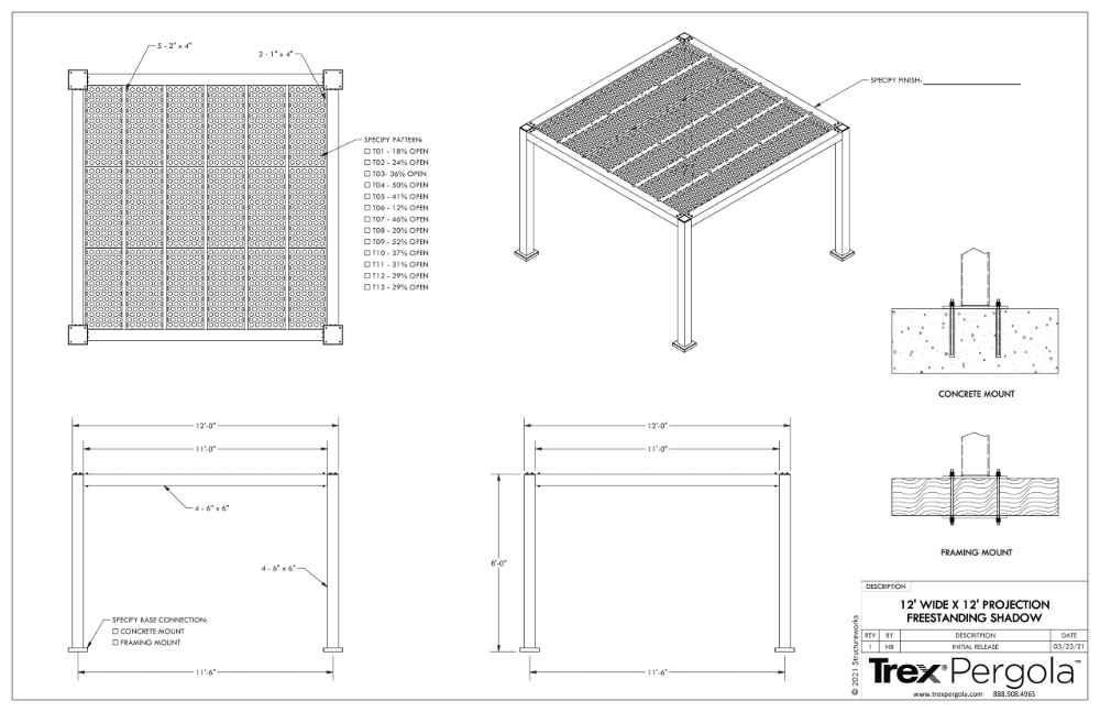 12 x 12 Structureworks Shadow Trex Pergola