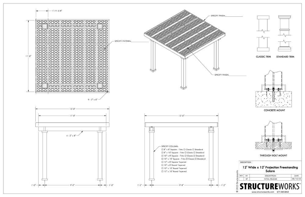 12 x 12 Structureworks Solare Fiberglass Pergola