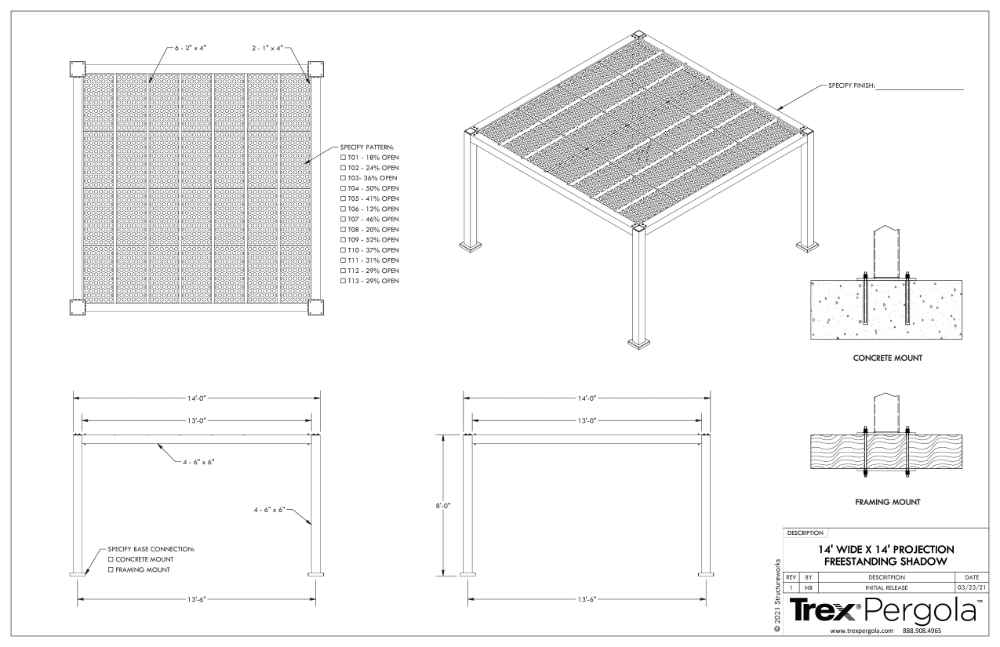 14 x 14 Structureworks Shadow Trex Pergola