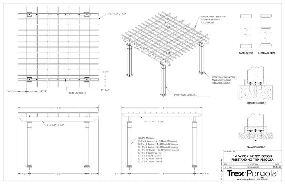 14 x 14 Structureworks Trex Pergola