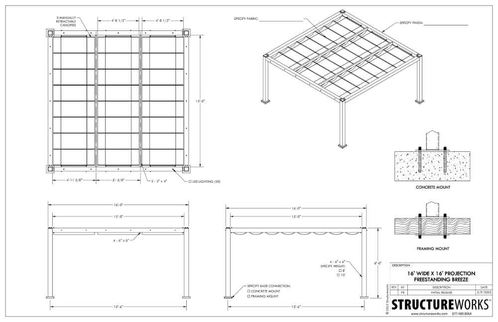 16 x 16 Structureworks Breeze Aluminum Pergola