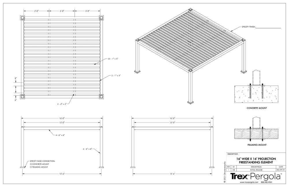 16 x 16 Structureworks Element Trex Pergola