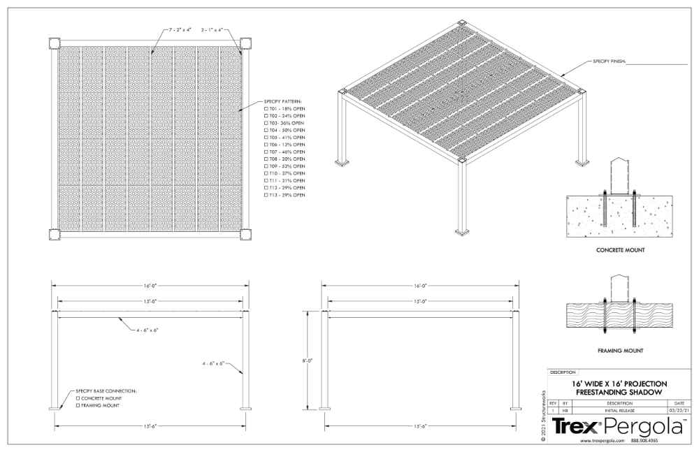 16 x 16 Structureworks Shadow Trex Pergola