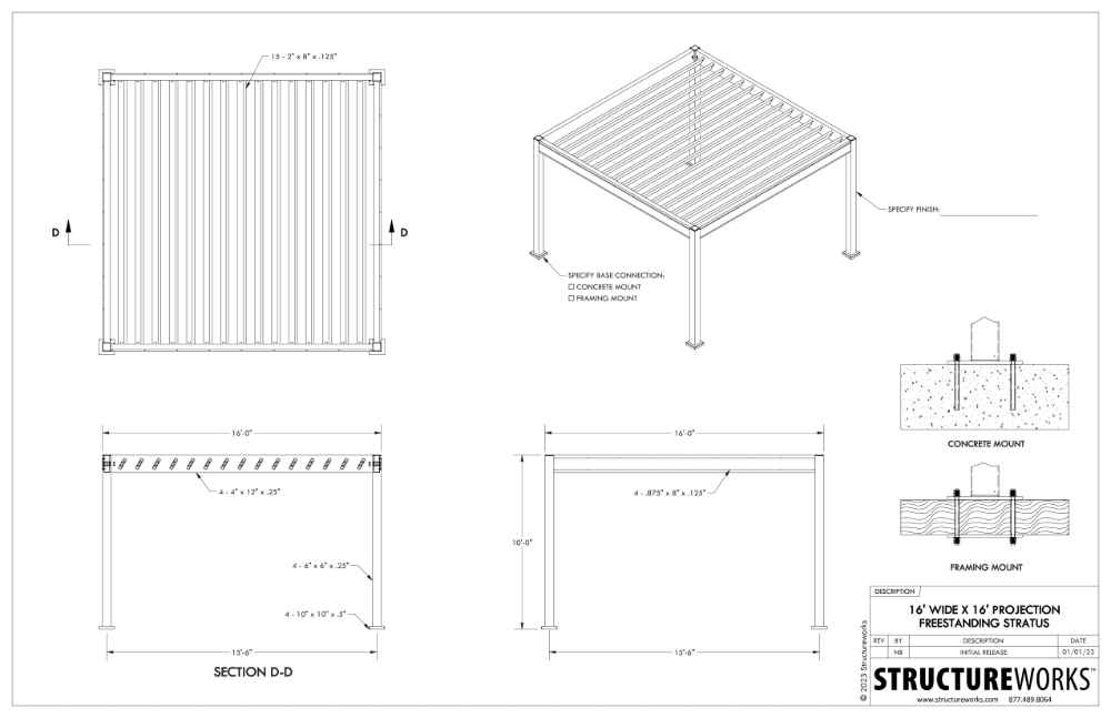16 x 16 Structureworks Stratus Aluminum Pergola