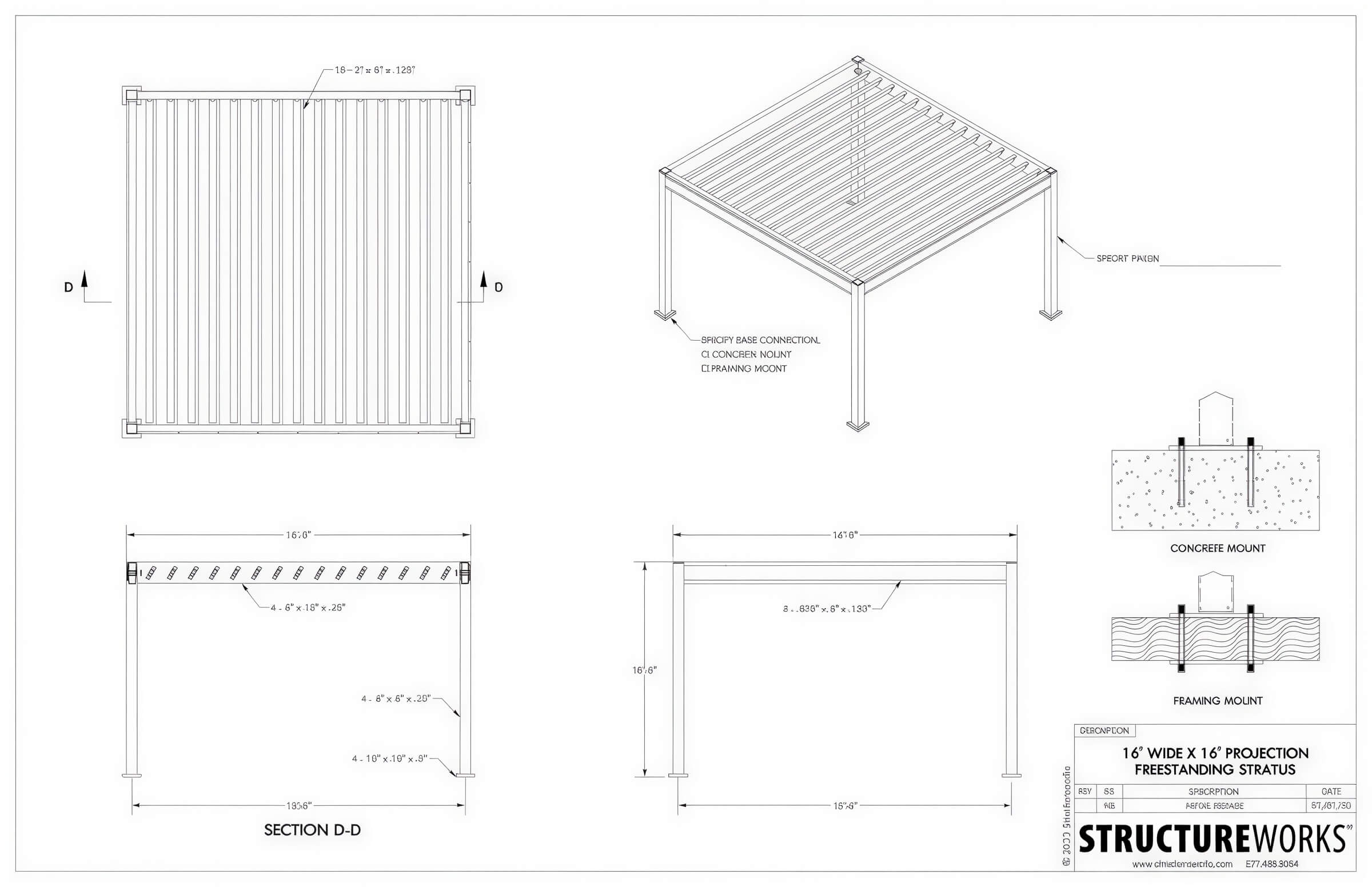 16 x 16 Structureworks Stratus Aluminum Pergola