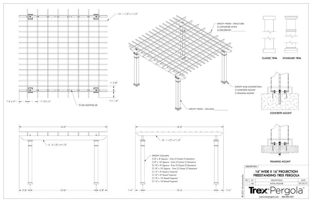 16 x 16 Structureworks Trex Pergola